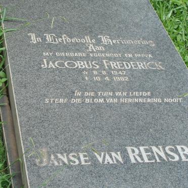 RENSBURG Jacobus Frederick, Janse van 1947-1982