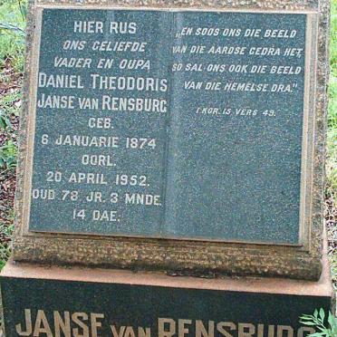 RENSBURG Daniel Theodoris, Janse van 1874-1952