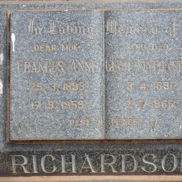 RICHARDSON Cecil Nathaniel 1891-1966 &amp; Frances Anna 1898-1959