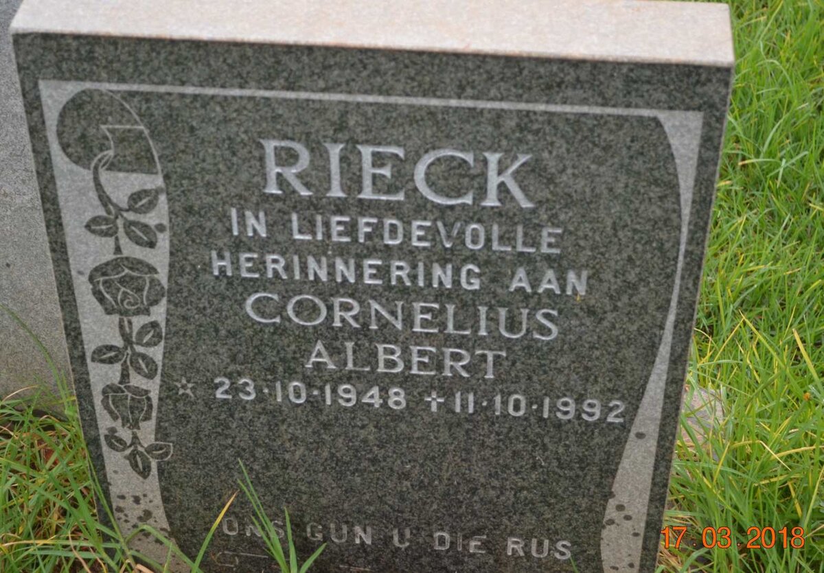 RIECK Cornelius Albert 1948-1992