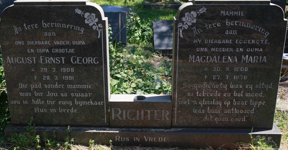 RICHTER August Ernst Georg 1908-1991 &amp; Magdalena Maria 1908-1979