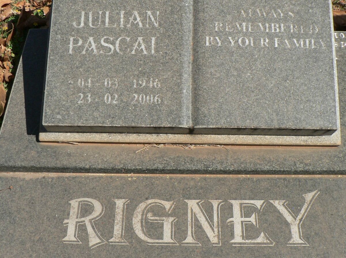 RIGNEY Julian Pascal 1946-2006