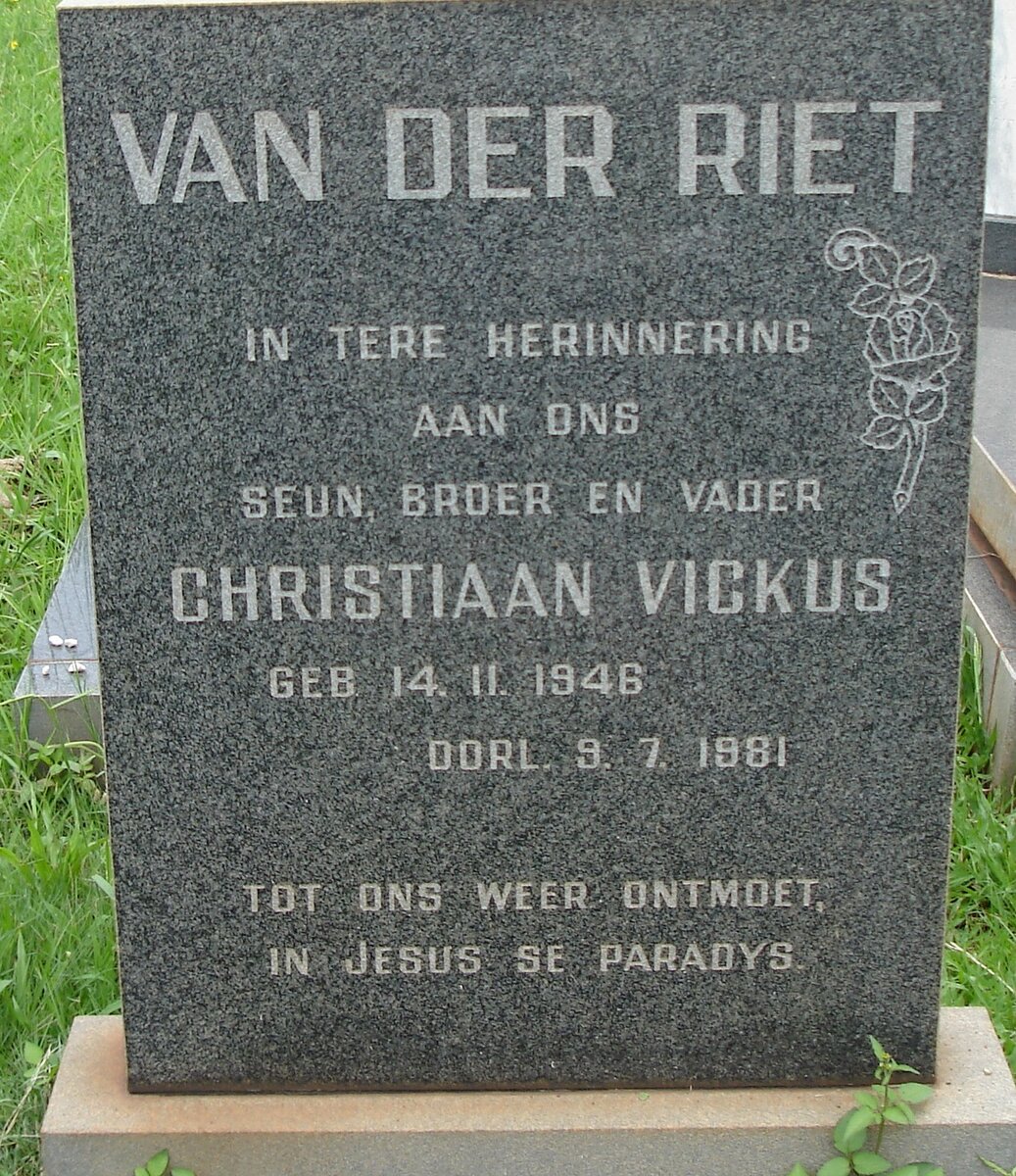 RIET Christiaan Vickus, van der 1946-1981