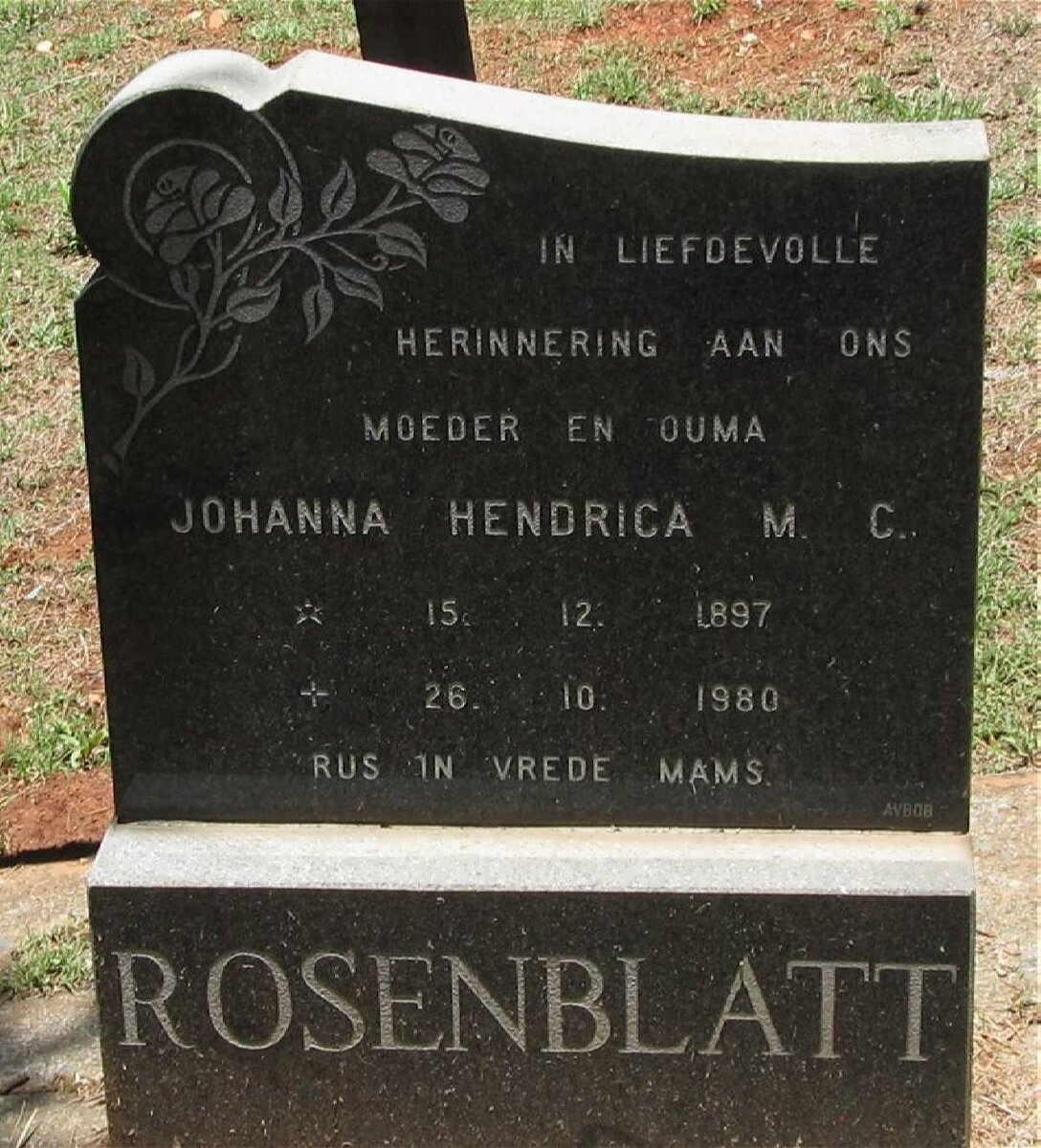 ROSENBLATT Johanna Hendrica M.C. 1897-1980