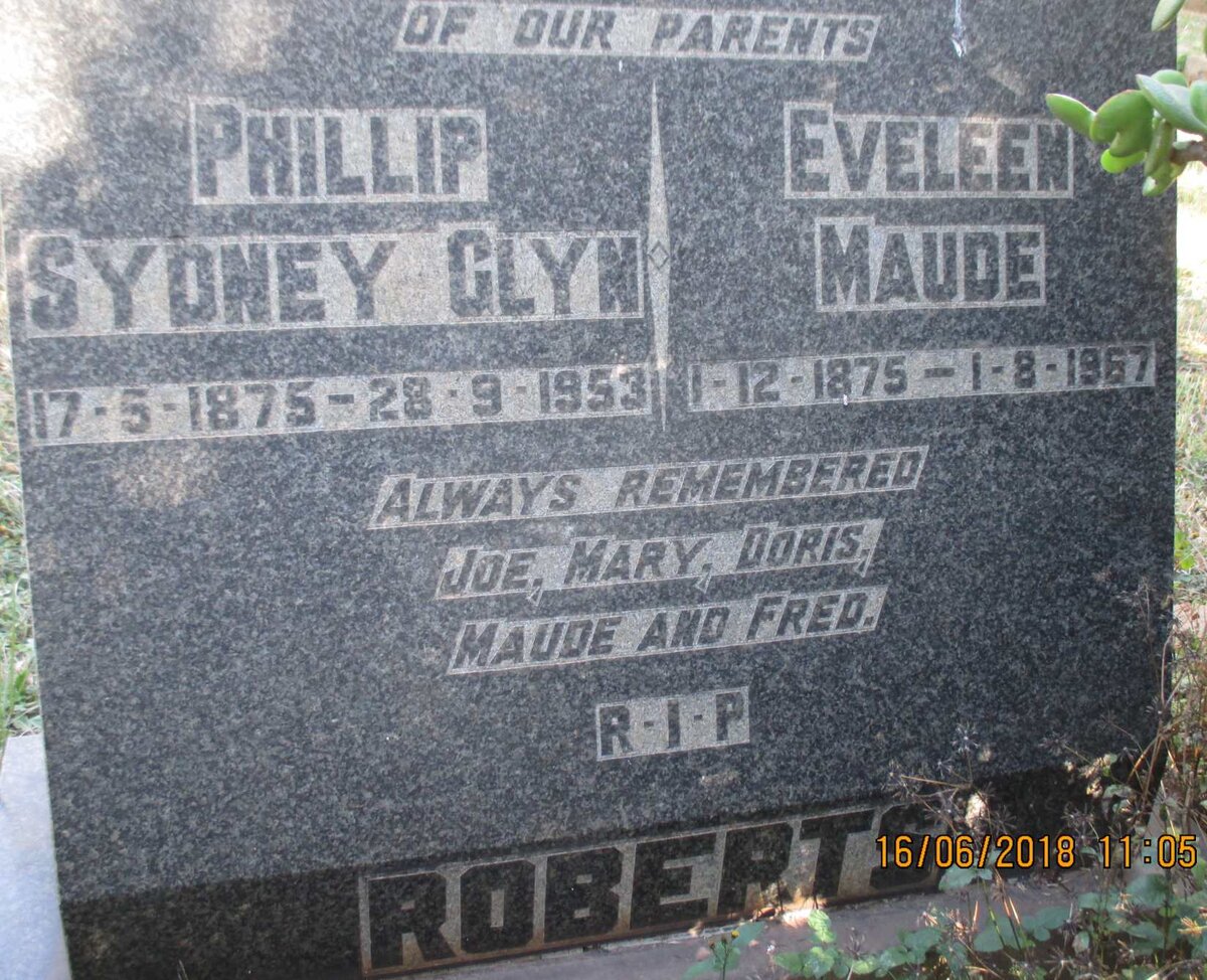 ROBERTS Phillip Sydney Glyn 1875-1953 &amp; Eveleen Maude 1875-1967