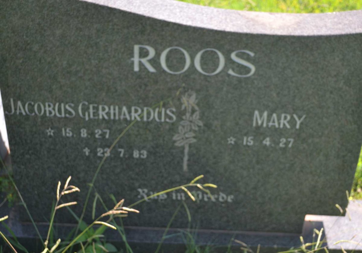 ROOS Jacobus Gerhardus 1927-1983 &amp; Mary 1927-