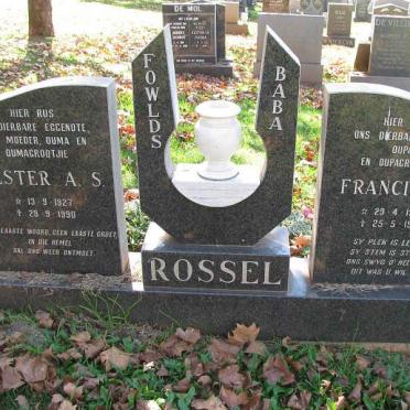ROSSEL Francis W. 1925-1995 &amp; Hester A.S. 1927-1990 