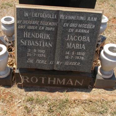 ROTHMAN Hendrik Sebastian 1910-1974 &amp; Jacoba Maria 1910-1976
