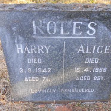 ROLES Harry -1942 &amp; Alice -1959