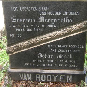 ROOYEN Johan Jacob, van 1913-1974 &amp; Susanna Margaretha 1915-2004