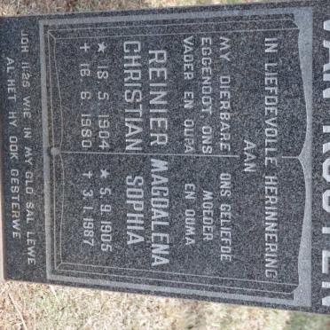 ROOYEN Reinier Christian, van 1904-1980 &amp; Magdalena Sophia 1905-1987