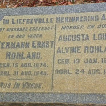 ROHLAND Hermann Ernst 1874-1949 &amp; Augusta Louise Alvine 1883-1957
