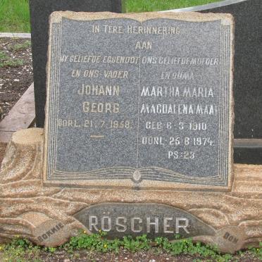 ROSCHER Johann Georg -1958 &amp; Martha Maria Magdalena 1910-1974