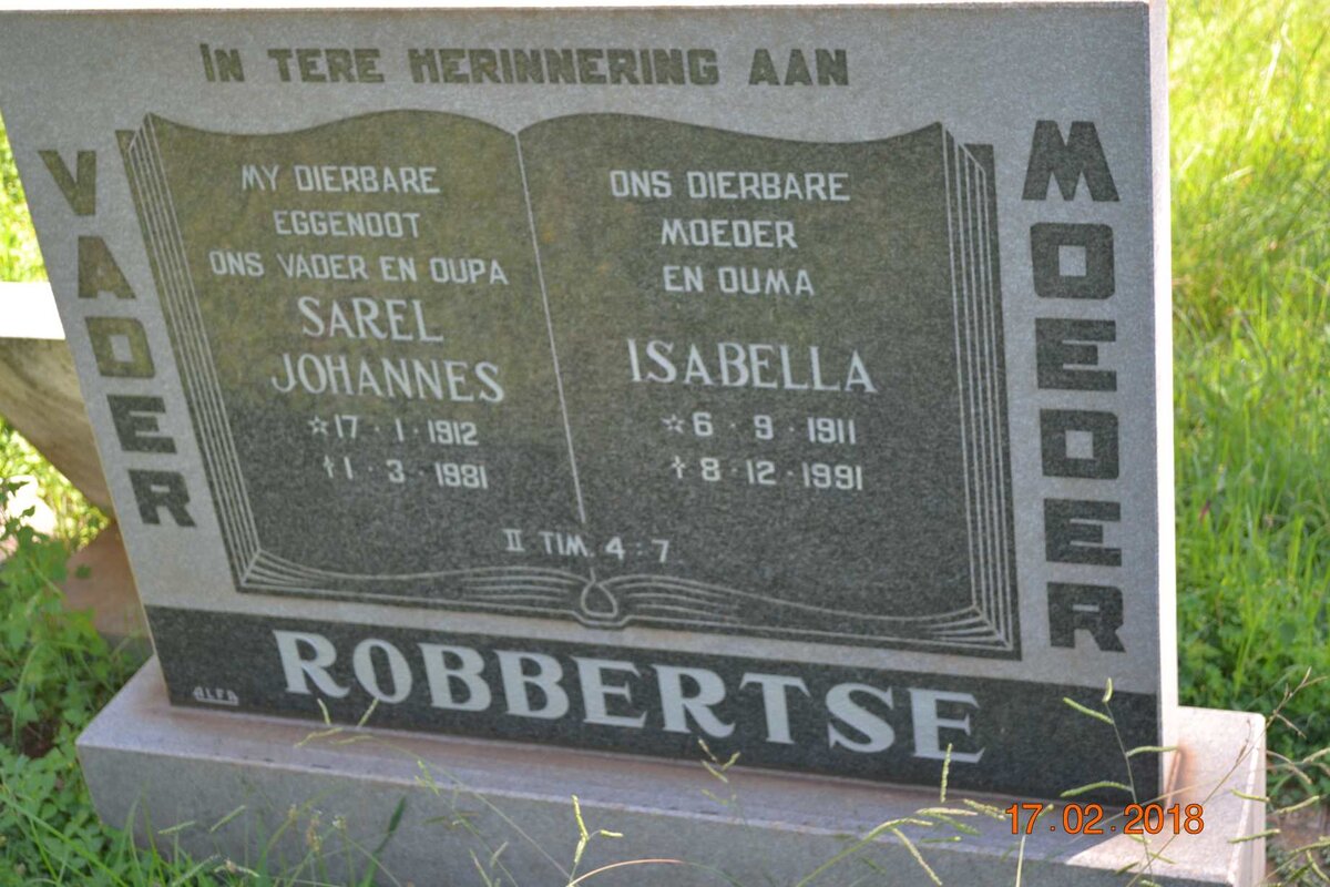 ROBBERTSE Sarel Johannes 1912-1981 &amp; Isabella 1911-1991