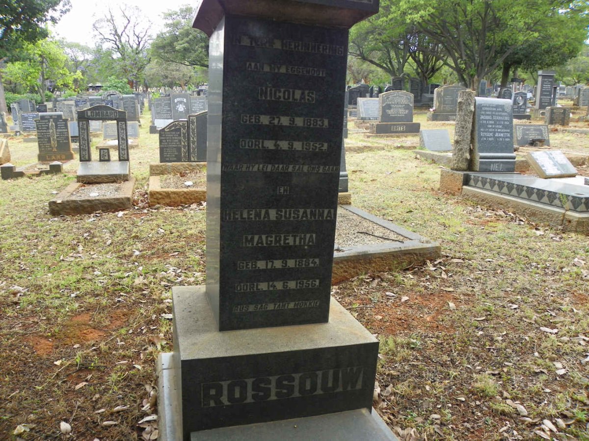 ROSSOUW Nicolas 1883-1952 &amp; Helena Susanna Magretha 1884-1956