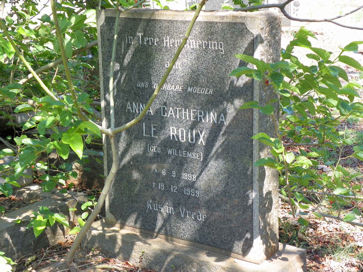 ROUX Anna Catherina, le nee WILLEMSE 1898-1959