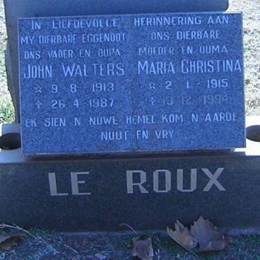ROUX John Walters, le 1913-1987 &amp; Maria Christina 1915-1994