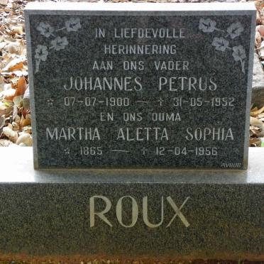 ROUX Martha Aletta Sophia 1865-1956 :: ROUX Johannes Petrus 1900-1952