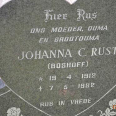 RUST Johanna C. nee BOSHOFF 1912-1992