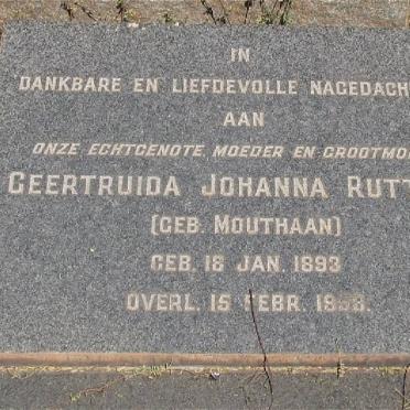 RUTTERS Geertruida Johanna nee MOUTHAAN 1893-1958