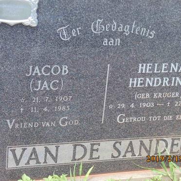 SANDE Jacob, van de 1907-1985 &amp; Helena Hendrina KRUGER 1903-1987