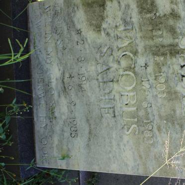 SADIE Jacobus 1914-1985 &amp; Elizabeth 1903-1983