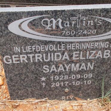 SAAYMAN Gertruida Elizabeth 1928-2017