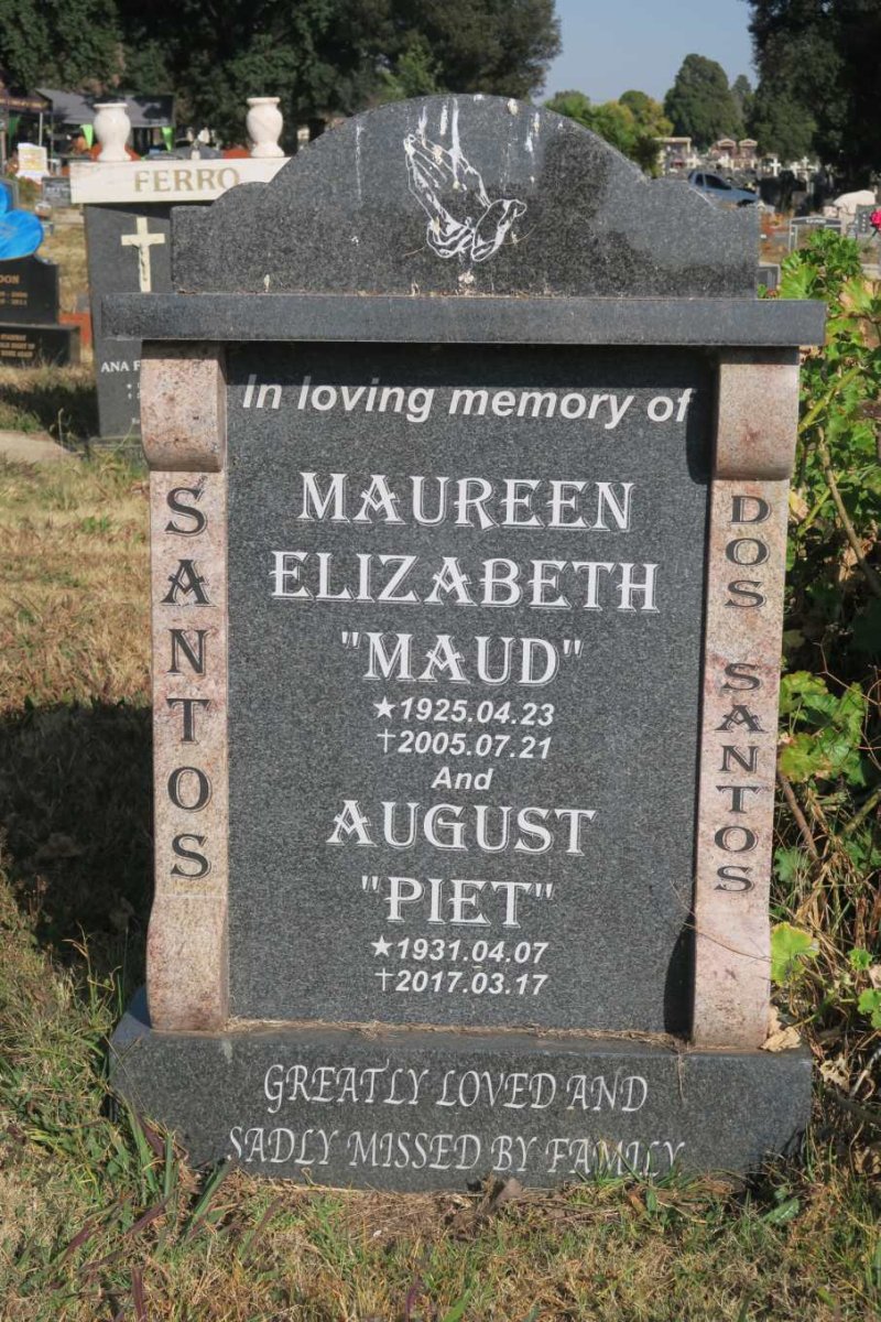 SANTOS August, dos 1931-2017 &amp; Maureen Elizabeth 1925-2005