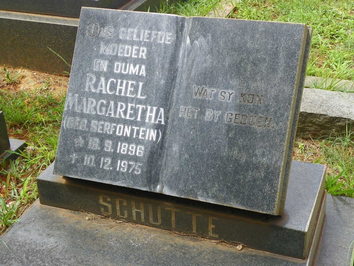 SCHUTTE Rachel Margaretha nee SERFONTEIN 1896-1975