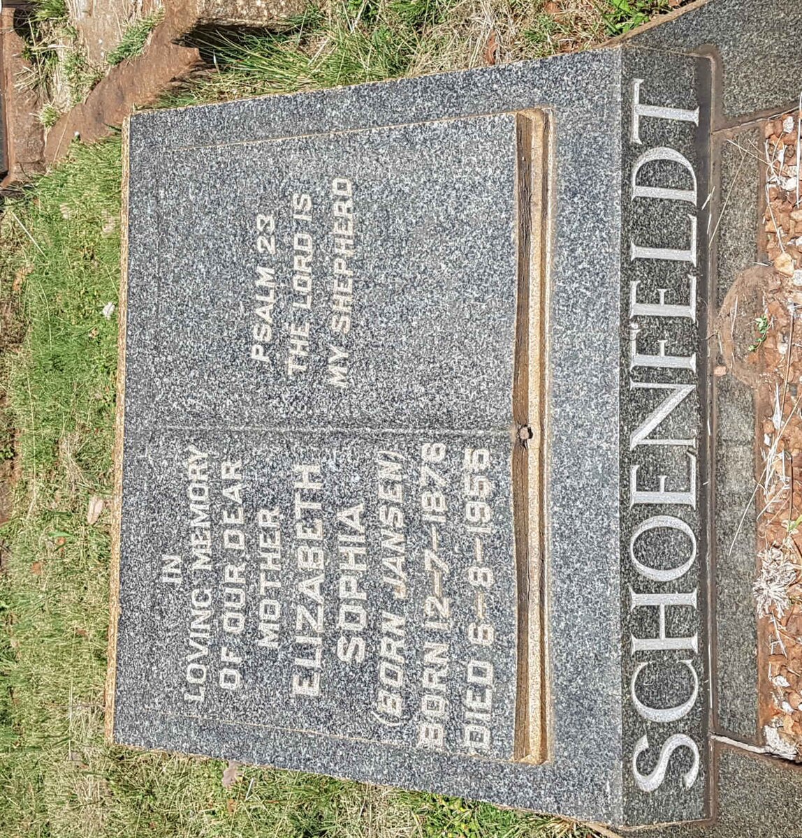 SCHOENFELDT Elizabeth Sophia nee JANSEN 1876-1955