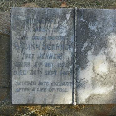 SCHMIDT Sabina nee JENNER 1872-1947