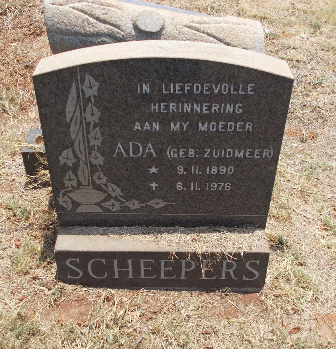 SCHEEPERS Ada nee ZUIDMEER 1890-1976