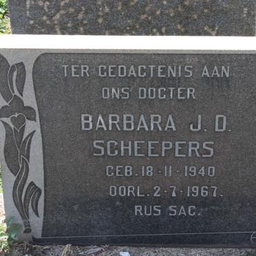 SCHEEPERS Barbara J.D. 1940-1967