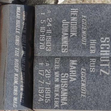 SCHUTZ Hendrik Johannes 1903-1970 &amp; Maria Susanna VAN NIEKERK 1905-1974