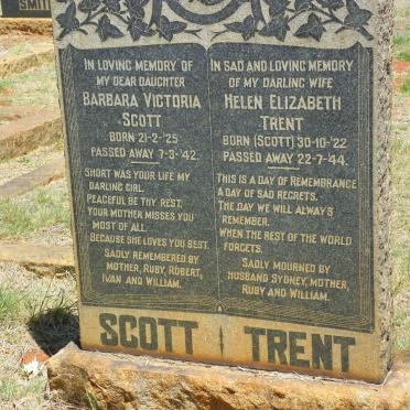 SCOTT Barbara Victoria 1925-1942 :: TRENT Helen Elizabeth nee SCOTT 1922-1944