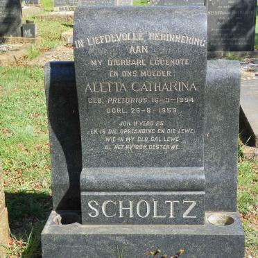 SCHOLTZ Aletta Catharina nee PRETORIUS 1894-1959