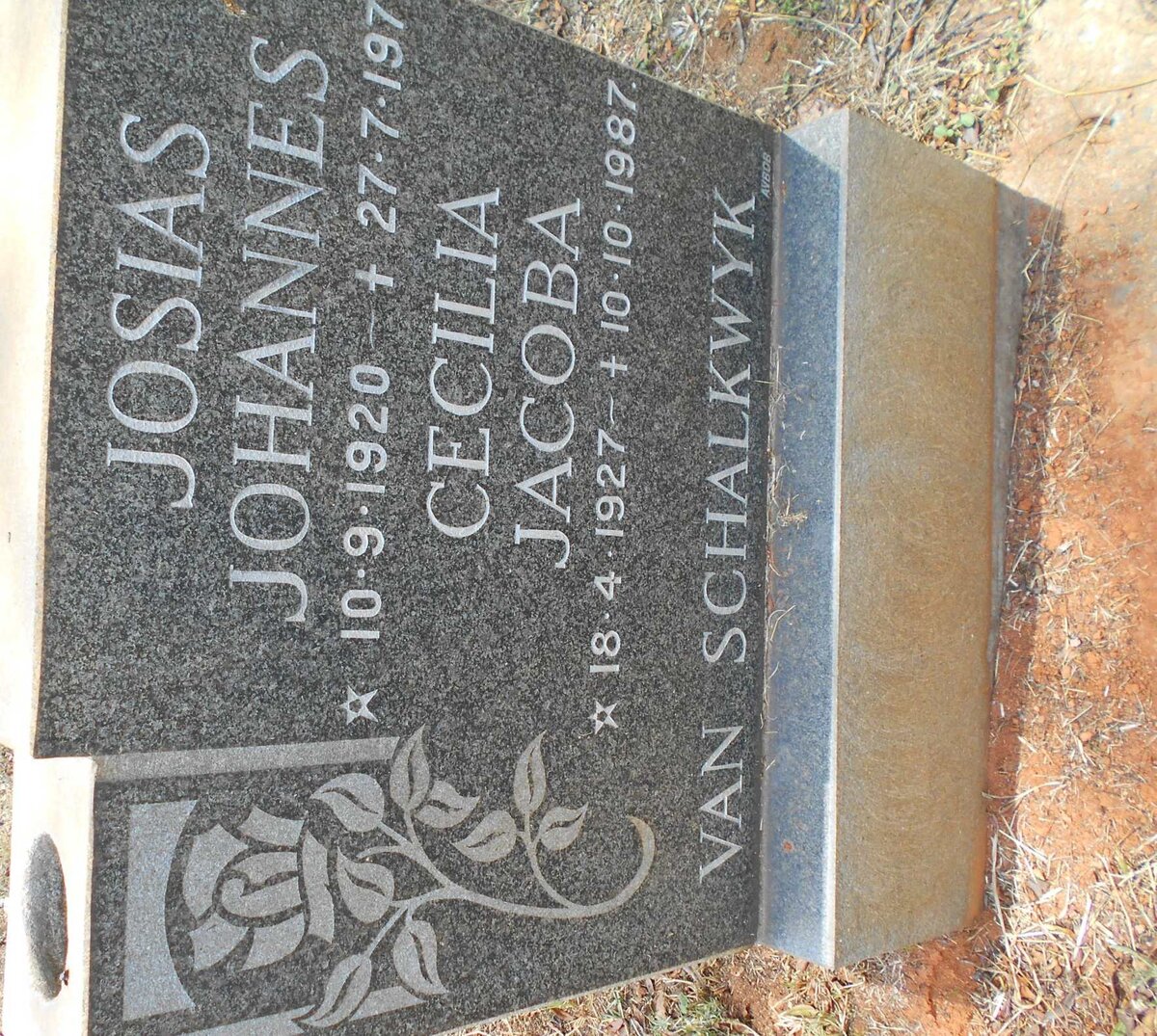 SCHALKWYK Josias Johannes, van 1920-197? &amp; Cecilia Jacoba 1927-1987