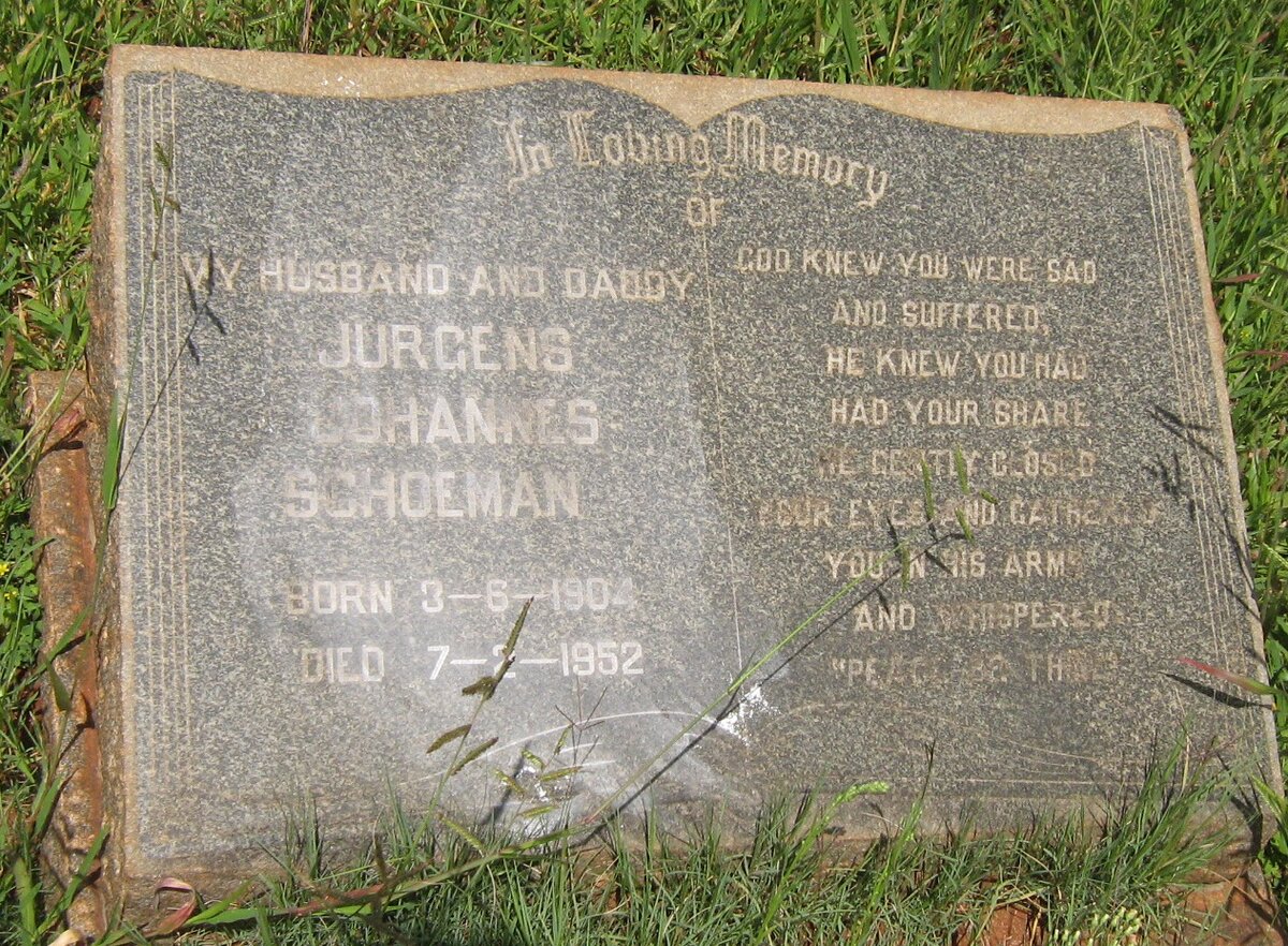 SCHOEMAN Jurgens Johannes 1904-1952