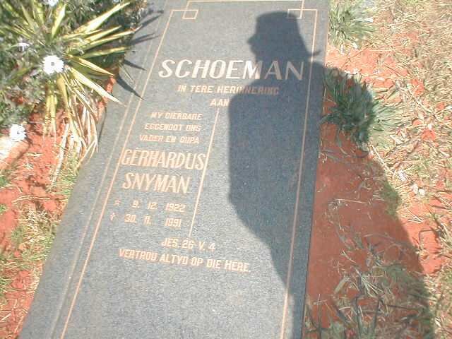 SCHOEMAN Gerhardus Snyman 1922-1991