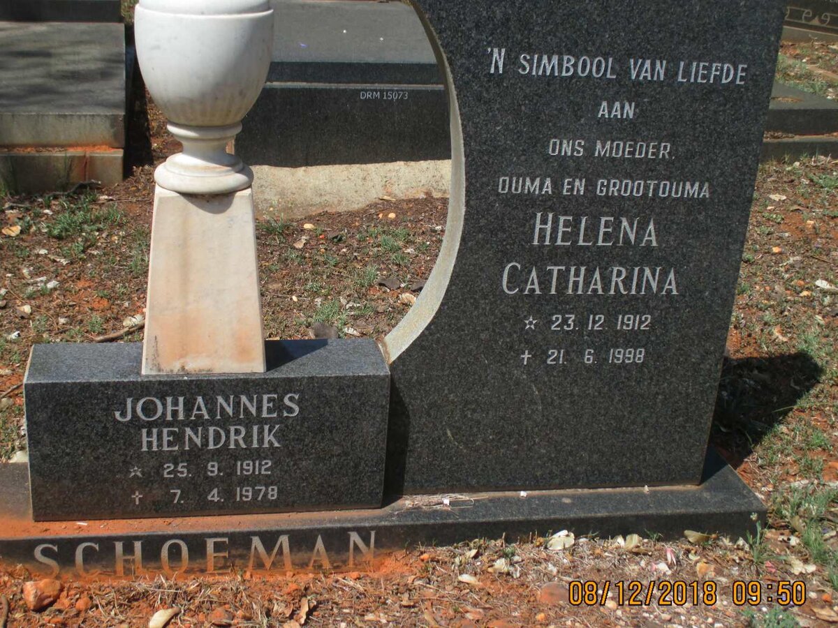 SCHOEMAN Johannes Hendrik 1912-1978 &amp; Helena Catharina 1912-1998
