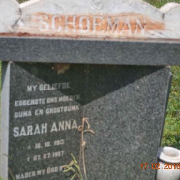 SCHOEMAN Sarah Anna 1913-1997