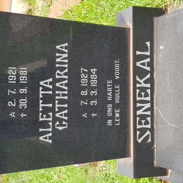 SENEKAL Johannes Frederick 1921-1981 &amp; Aletta Catharina 1927-1984