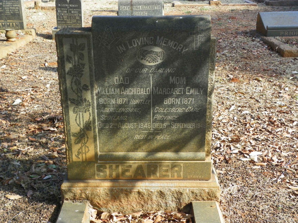 SHEARER William Archibald 1871-1946 &amp; Margaret Emily 1871-1946