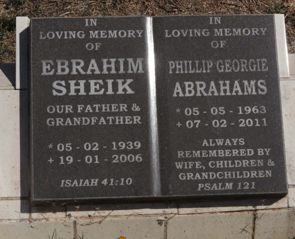 SHEIK Ebrahim 1939-2006 :: ABRAHAMS Phillip Georgie 1963-2011
