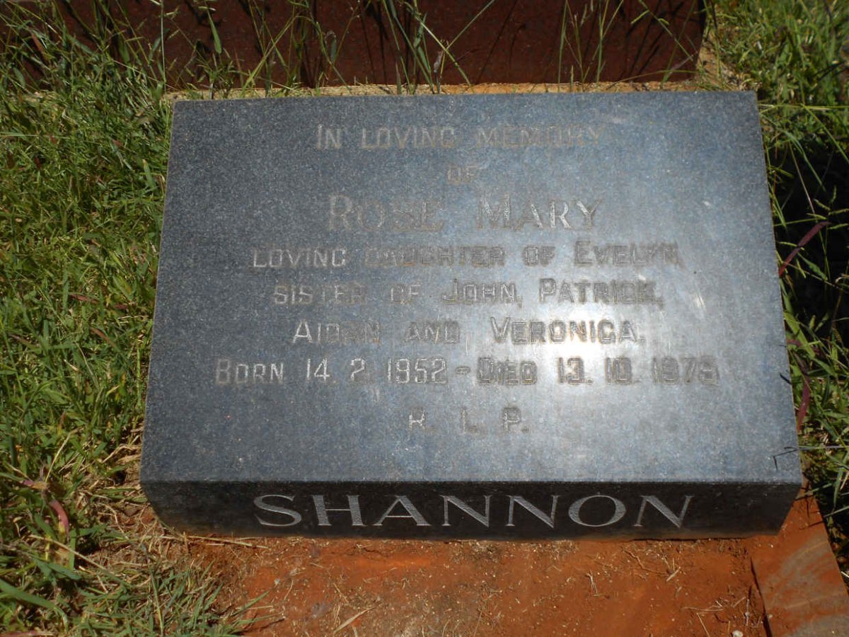 SHANNON Rose Mary 1952-1979