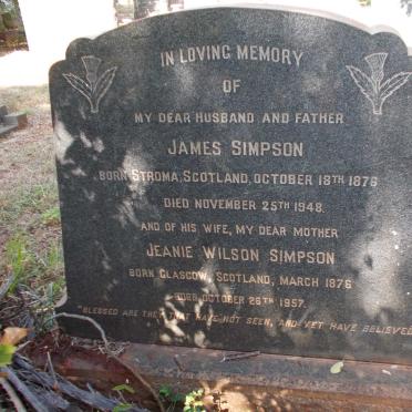SIMPSON James 1876-1948 &amp; Jeanie Wilson 1876-1957