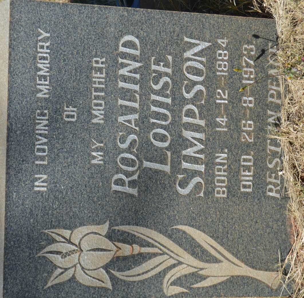 SIMPSON Rosalind Louise 1884-1973