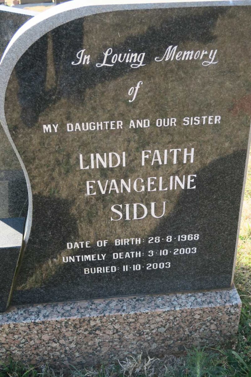 SIDU Lindi Faith Evangeline 1968-2003