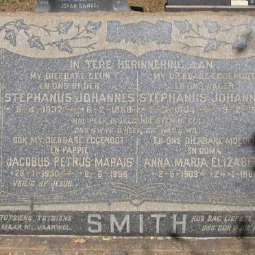 SMITH Stephanus Johannes 1904-1958 &amp; Anna Maria Elizabeth 1909-1960