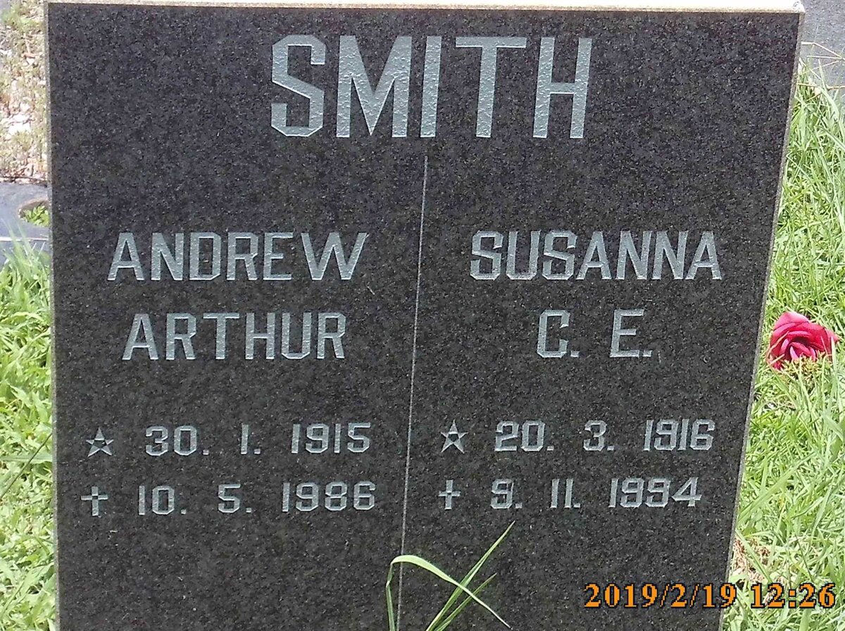 SMITH Andrew Arthur 1915-1986 &amp; Susanna C.E. 1916-1994